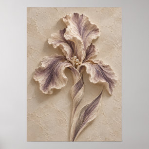 Textured Iris Flower Art   Soft Purple Botanical Poster