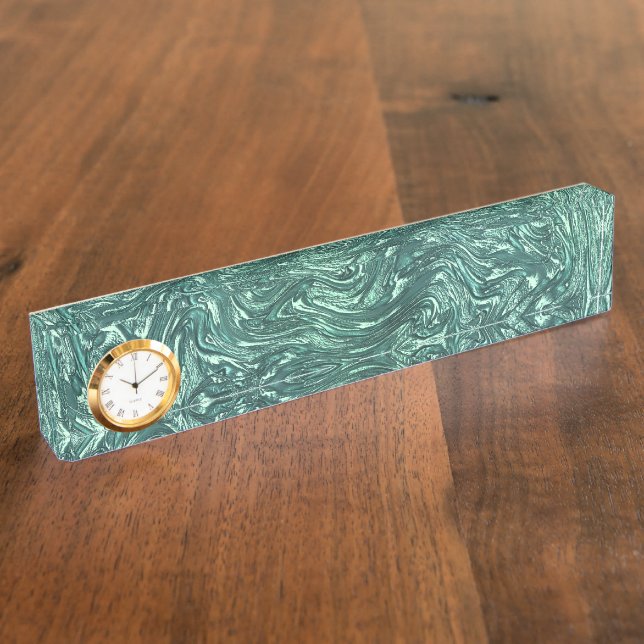 Textured jade and cyanish green shades desk name plate (Side)
