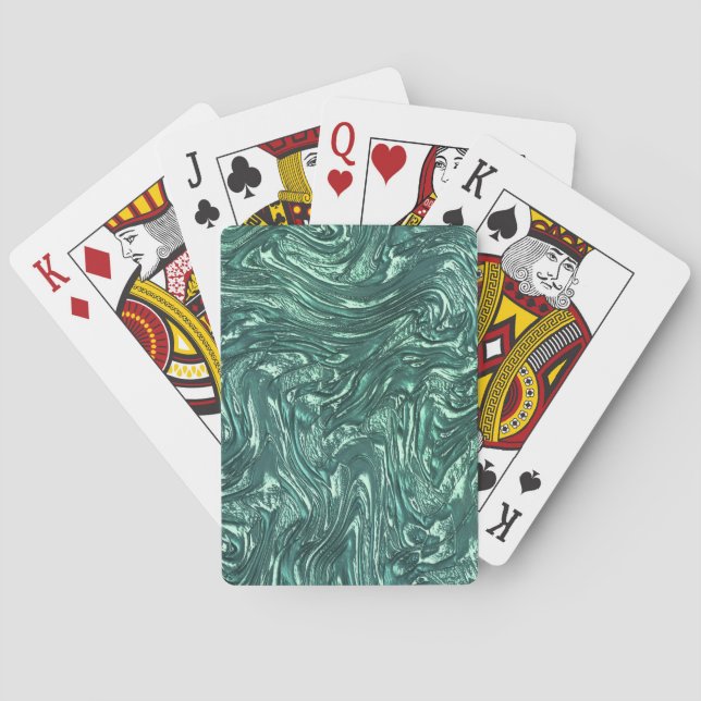 Textured jade and greenish cyan shades poker cards (Back)