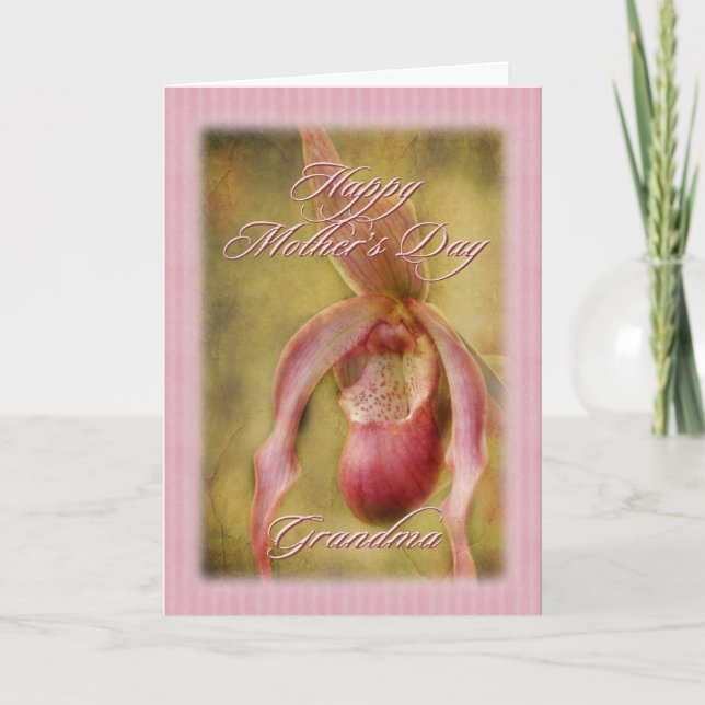 Textured Lady Slipper Orchid Mother's Day Card (Front)