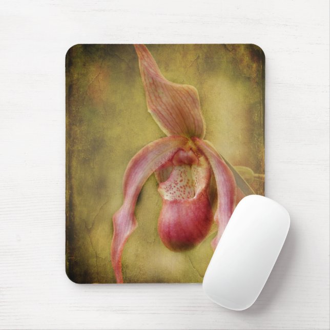 Textured Lady Slipper Orchid Mouse Pad (With Mouse)