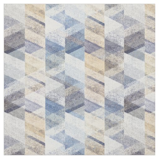Textured light blue, beige zigzag  fabric