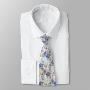 Textured light blue, beige zigzag  neck tie