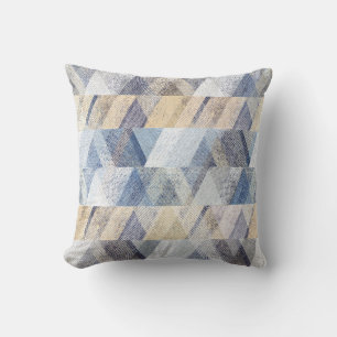 Textured light blue, beige zigzag throw pillow