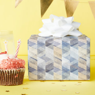 Textured light blue, beige zigzag  wrapping paper