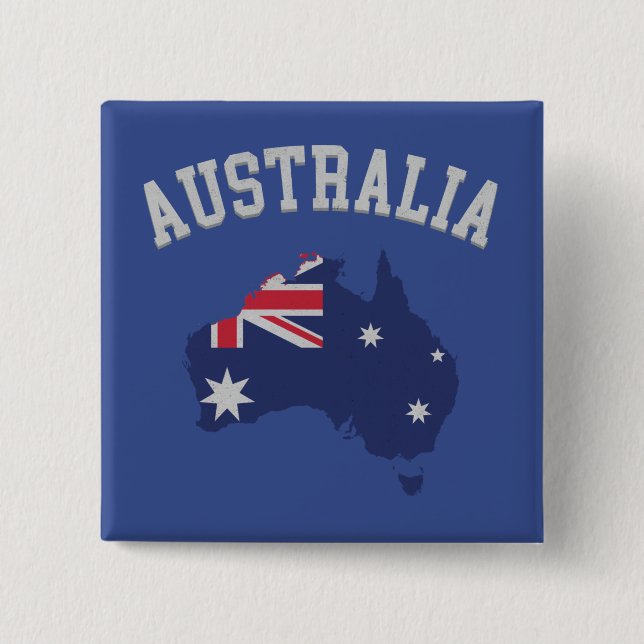 Textured Look Australia Flag Map & Text Button (Front)