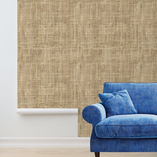 Textured Look Burlap Linen Tan  Wallpaper