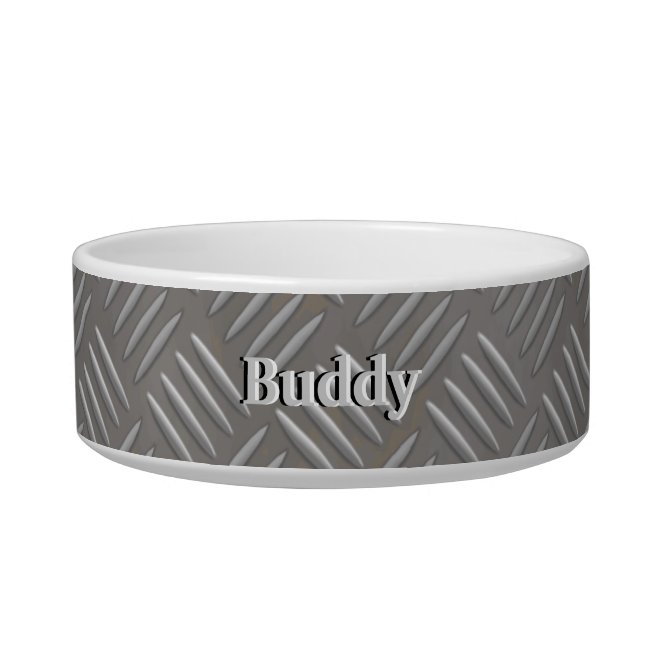 Textured Metal Look Dog or Cat Bowl Personalized
