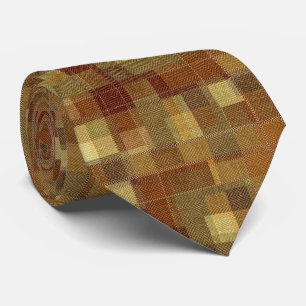 Textured monochrome brown tartan plaid. neck tie