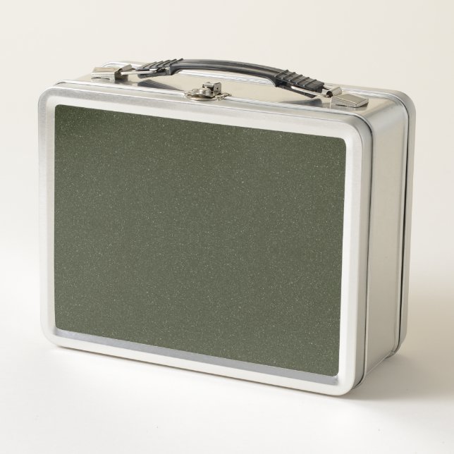 Textured Moss Green Metal Lunchbox – Customizable (Front)