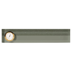 Textured Moss Green Office Clock Desk Nameplate