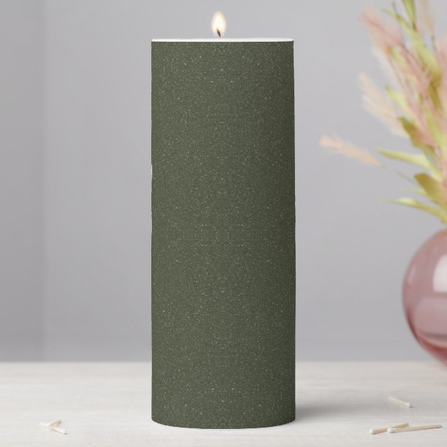 Textured Moss Green Pillar Candle – Customizable (In Situ)