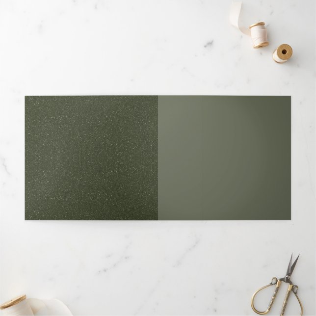 Textured Moss Green Trifold Invite – Customizable (Outside)