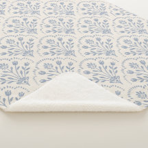 Textured Muted Blue Floral Scallop Pattern