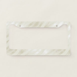 Textured noble light beige and white license plate frame