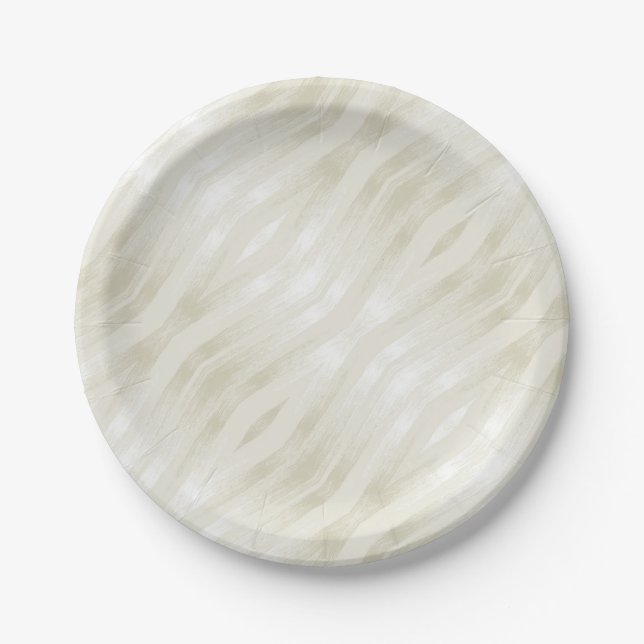 Textured noble light beige and white paper plates (Front)