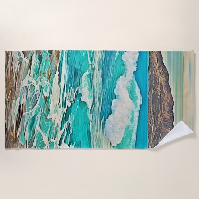 Textured Ocean View Design Beach Towel (Front)