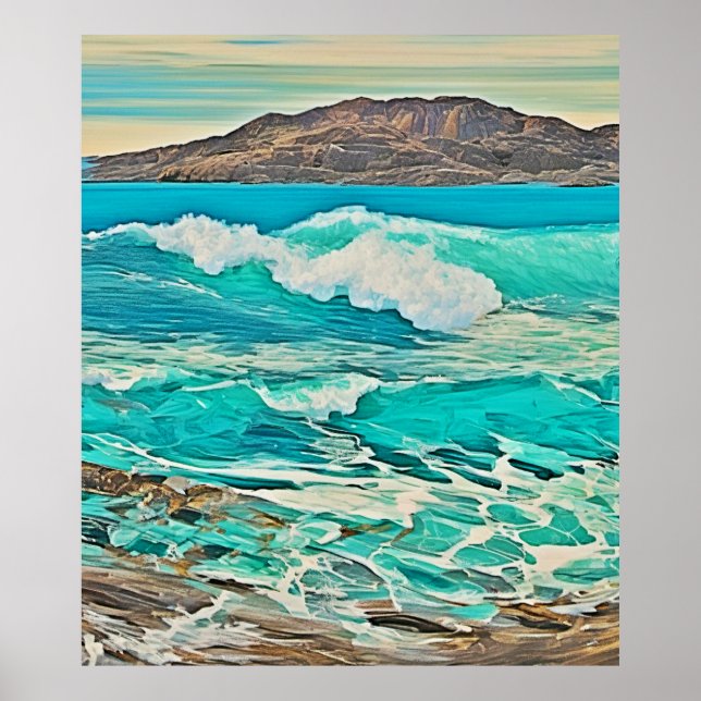 Textured Ocean View Design Poster (Front)