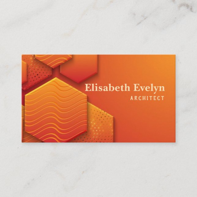 Textured orange background design in 3d style business card (Front)
