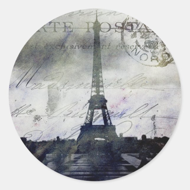 Textured Paris in Lavender Classic Round Sticker (Front)