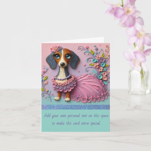 Textured Pastel Painted Dachshund Card
