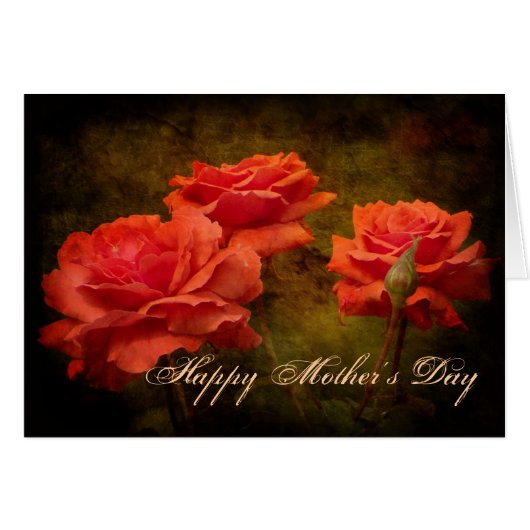 Textured Peach Colored Rose Mother's Day Card (Front Horizontal)