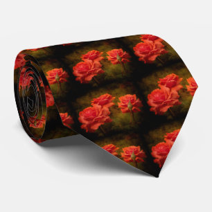 Textured Peach Roses Men's Tie