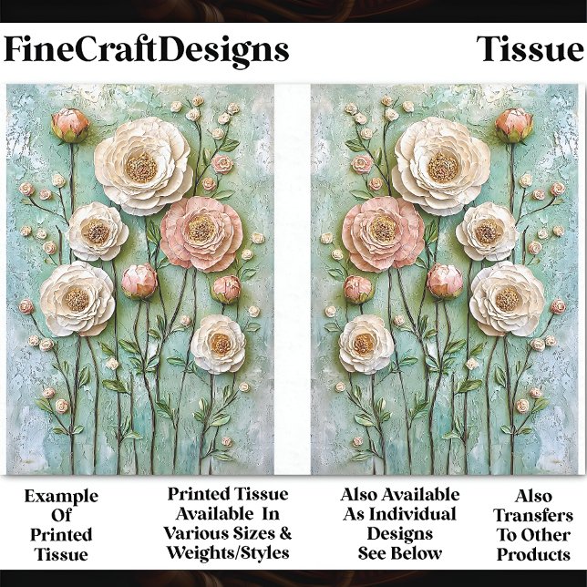Textured Peonies, Cottage Garden CV9LR Decoupage Tissue Paper (Creator Uploaded)