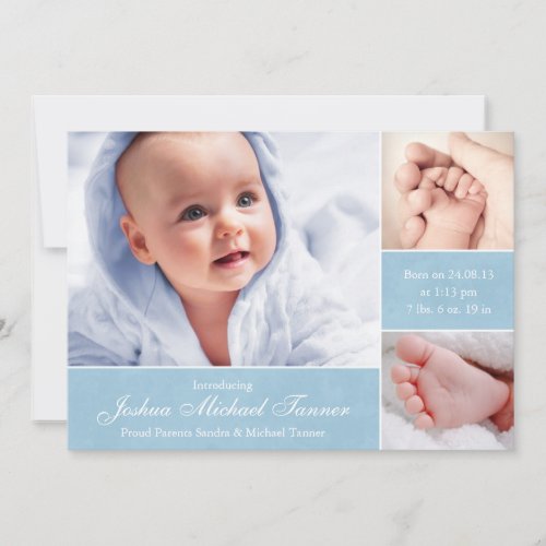Textured Photo Boxes Baby Announcement - Boy