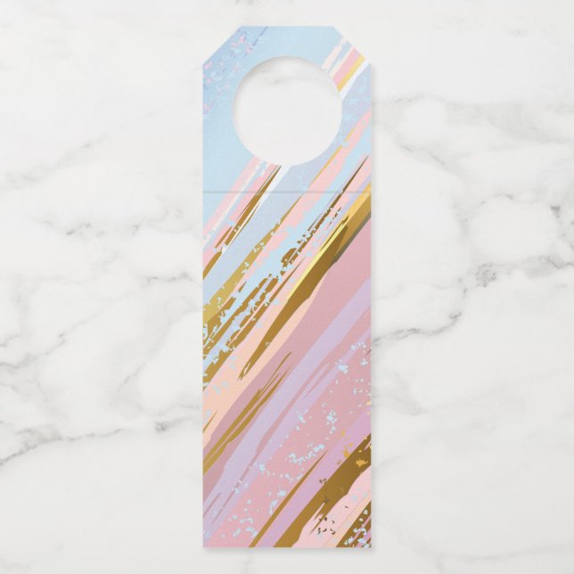 Textured Pink Background Bottle Hanger Tag (Front)