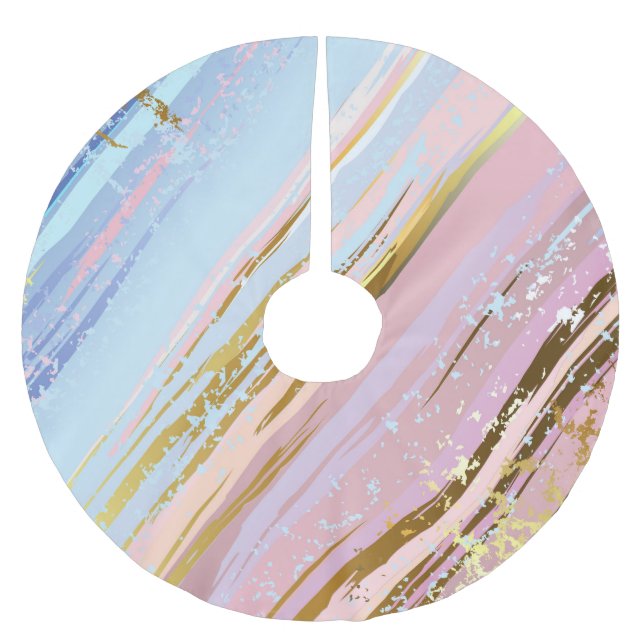 Textured Pink Background Brushed Polyester Tree Skirt (Front)