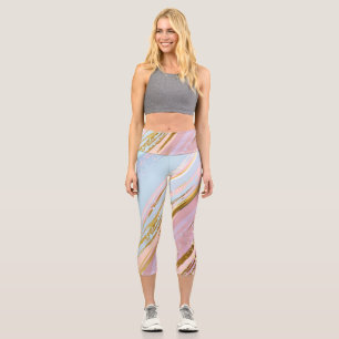 Textured Pink Background Capri Leggings