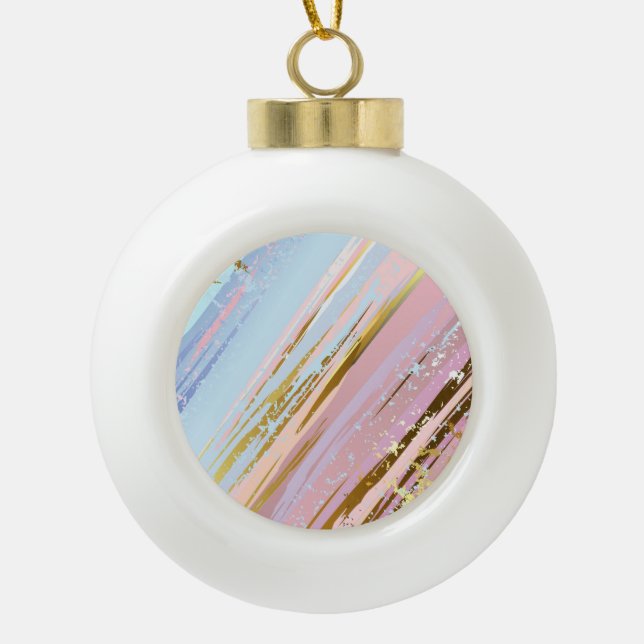 Textured Pink Background Ceramic Ball Christmas Ornament (Front)