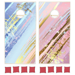 Textured Pink Background Cornhole Set