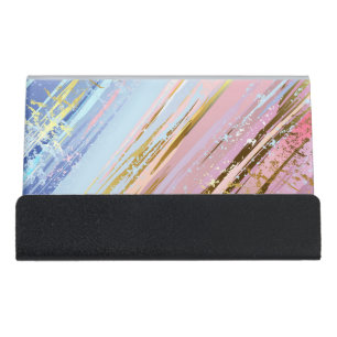 Textured Pink Background Desk Business Card Holder