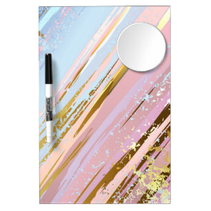 Textured Pink Background Dry Erase Board With Mirror