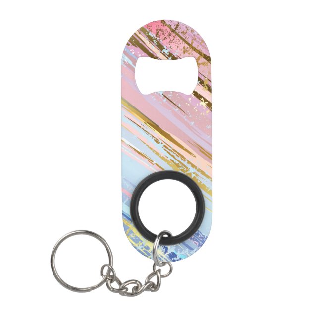 Textured Pink Background Keychain Bottle Opener (Front)
