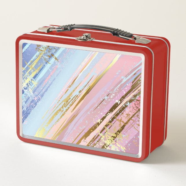 Textured Pink Background Metal Lunch Box (Front)