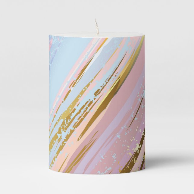 Textured Pink Background Pillar Candle (Front)