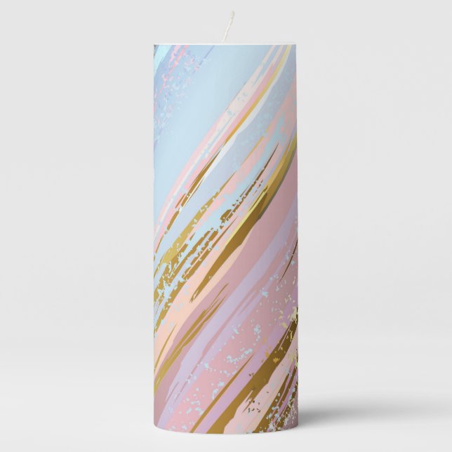 Textured Pink Background Pillar Candle (Front)