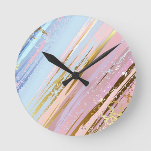 Textured Pink Background Round Clock