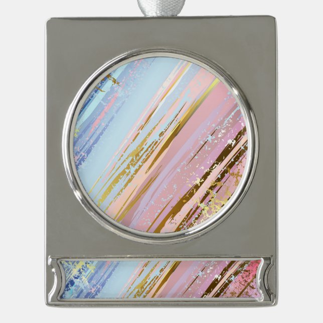 Textured Pink Background Silver Plated Banner Ornament (Front)