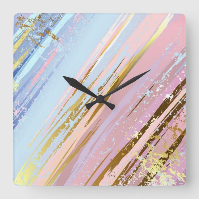 Textured Pink Background Square Wall Clock (Front)