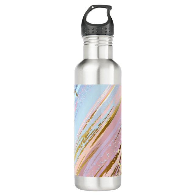 Textured Pink Background Stainless Steel Water Bottle (Front)