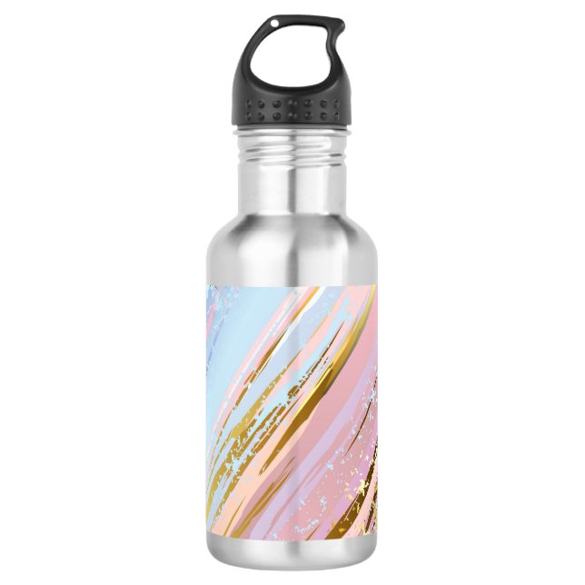 Textured Pink Background Stainless Steel Water Bottle (Front)