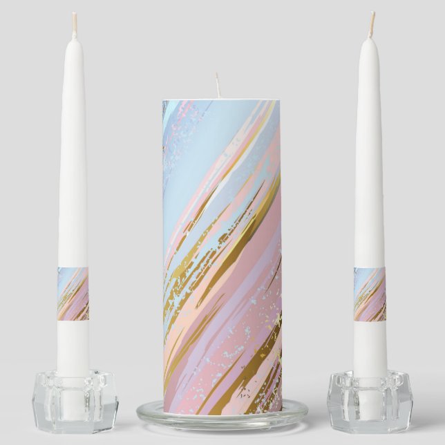 Textured Pink Background Unity Candle Set (Front)
