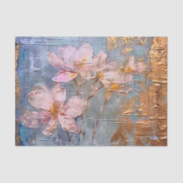 Textured Pink Floral Tissue Paper (Front)