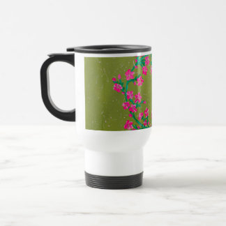 Textured Pink Flower Wreath Painting  Travel Mug