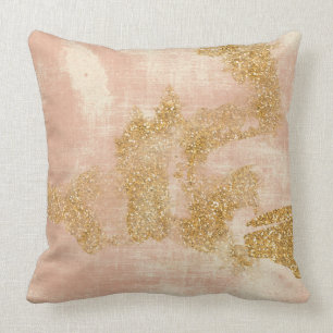 *~* Textured Pink Gold Glitter Distressed Golden Throw Pillow