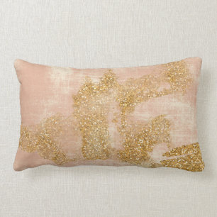 *~* Textured Pink Golden Glitter Distressed Gold Lumbar Pillow